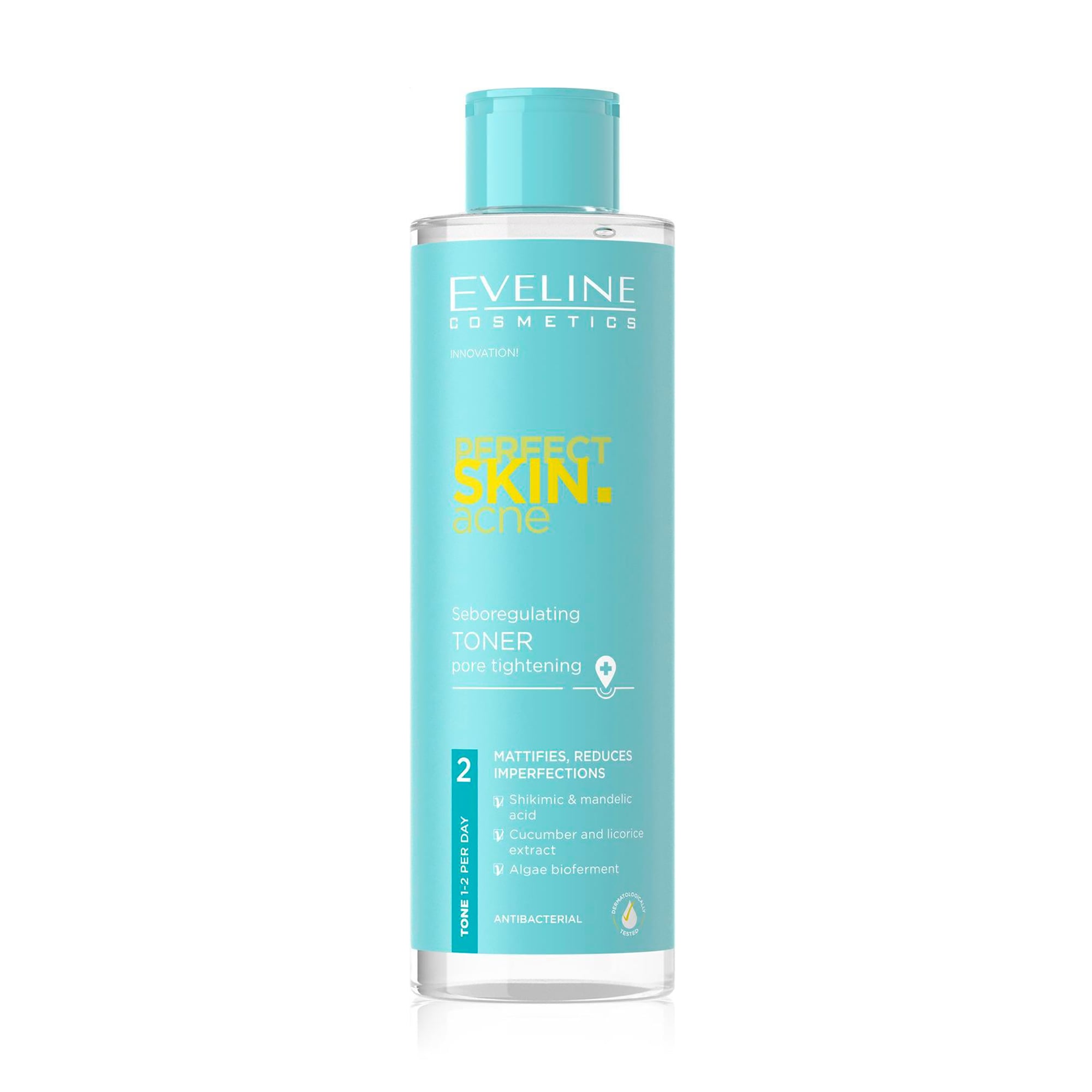 Тонік для обличчя Eveline Cosmetics Perfect Skin Acne, себорегуляція і звуження пор, 200 мл